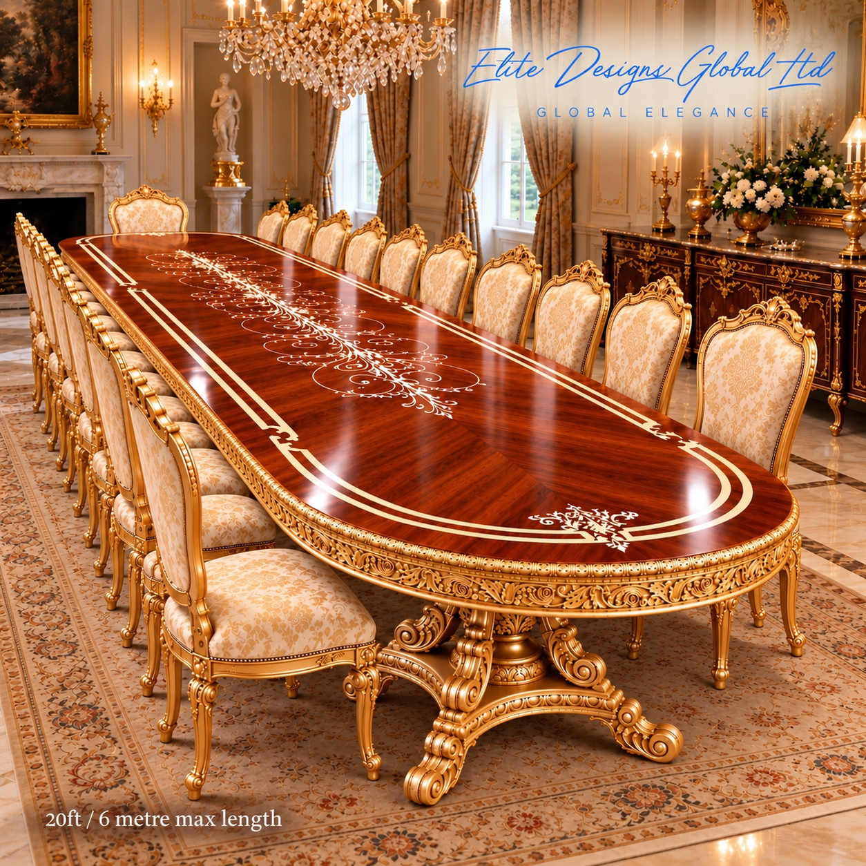Magnificent Grand Louis Style Burr Walnut Marquetry Dining Tables